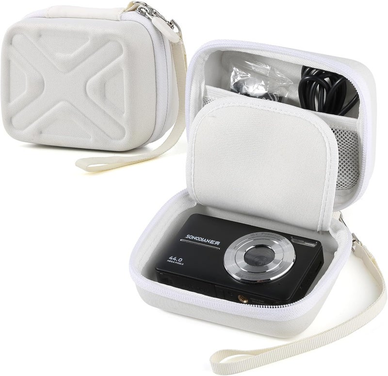 BLK8IGHT Digital Camera Case for AbergBest 21 Mega Pixels 2.7" LCD Rechargeable HD/Kodak Pixpro/Canon PowerShot ELPH 180/190/Sony DSCW800/DSCW830 Cameras, Travel Carrying Protective Case for Camera - White - Image 1